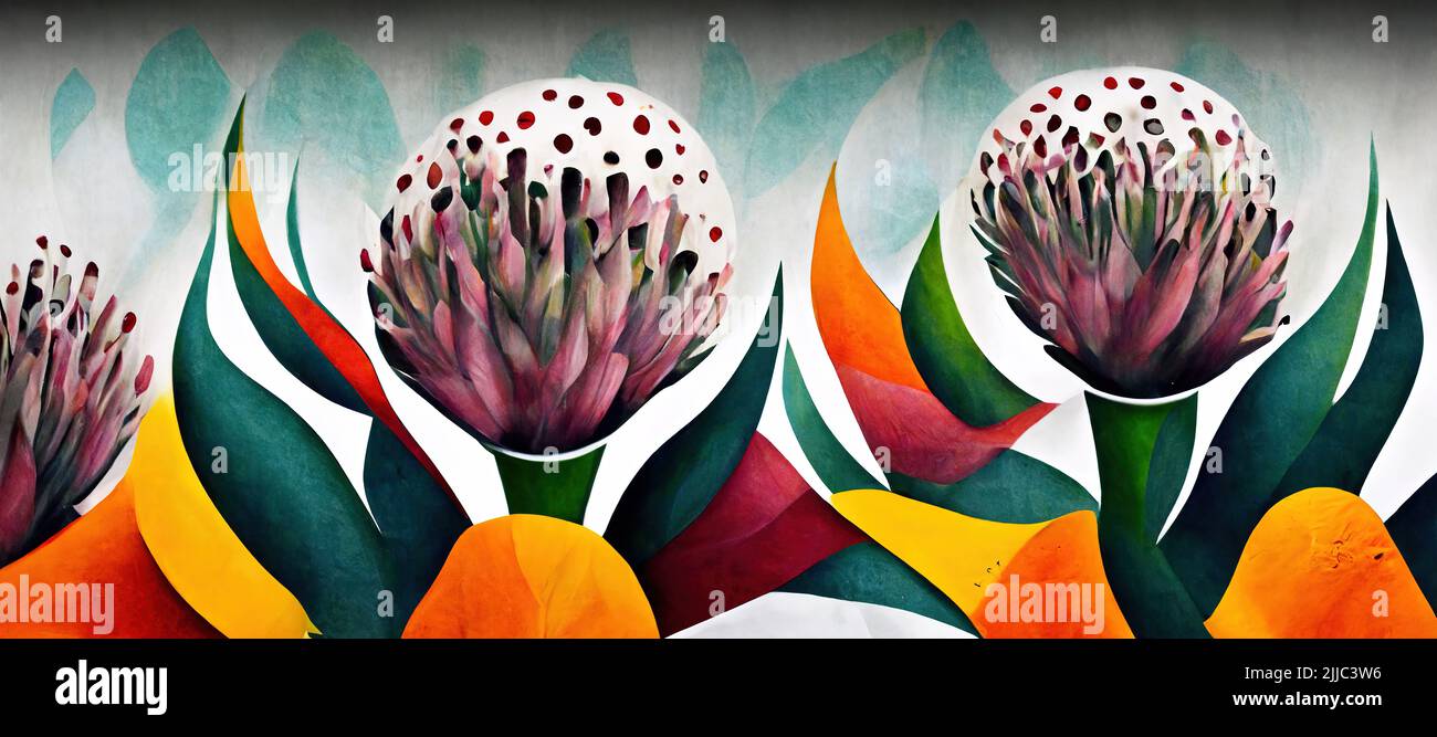 Abstract wallpaper pattern king protea flower from south africa, cape