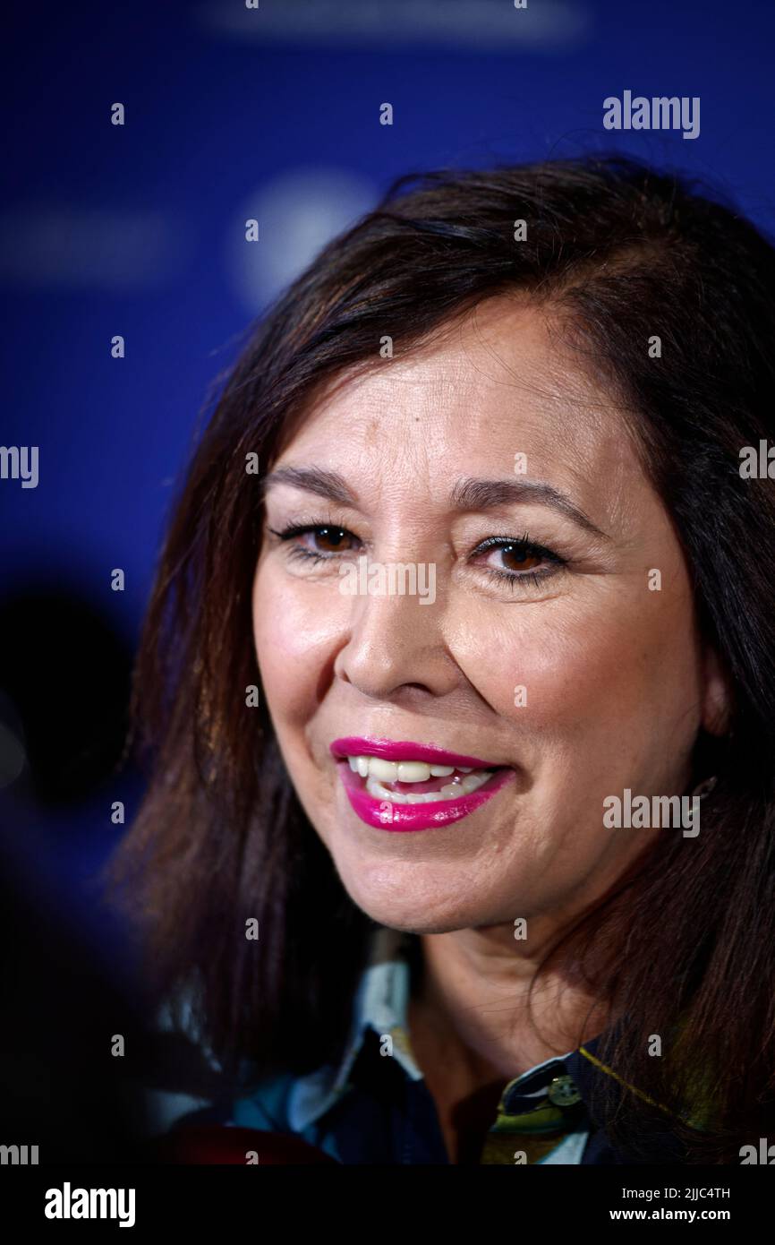 Teatro Real, Madrid, Spain. 24th July, 2022. Universal Music Festival 2022, Zaz: Isabel Gemio during the photocall of the Zaz concert. Gemio is a Spanish television and radio journalist and presenter. Credit: EnriquePSans/Alamy Live News Stock Photo