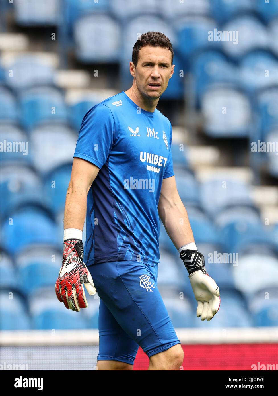 Rangers goalkeeper John McLaughlin during a training session at the Ibrox Stadium, Glasgow. Picture date: Monday July 25, 2022. Stock Photo