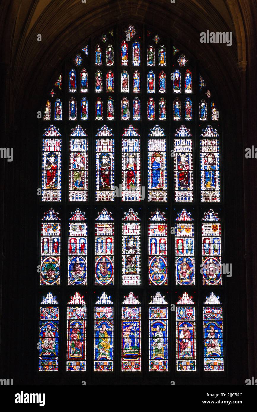 Medieval stained glass at Canterbury Cathedral, Kent, UK Stock Photo