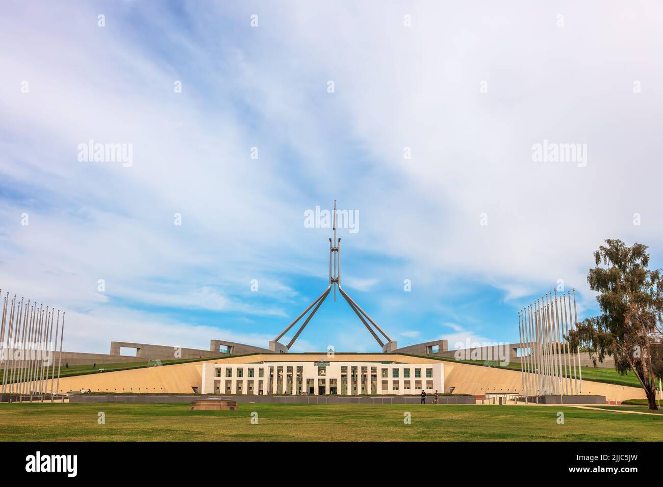 Parliament House, Canberra, Australia was opened on 9 May 1988 by Elizabeth II, it cost more than A$1.1 billion to build. Stock Photo