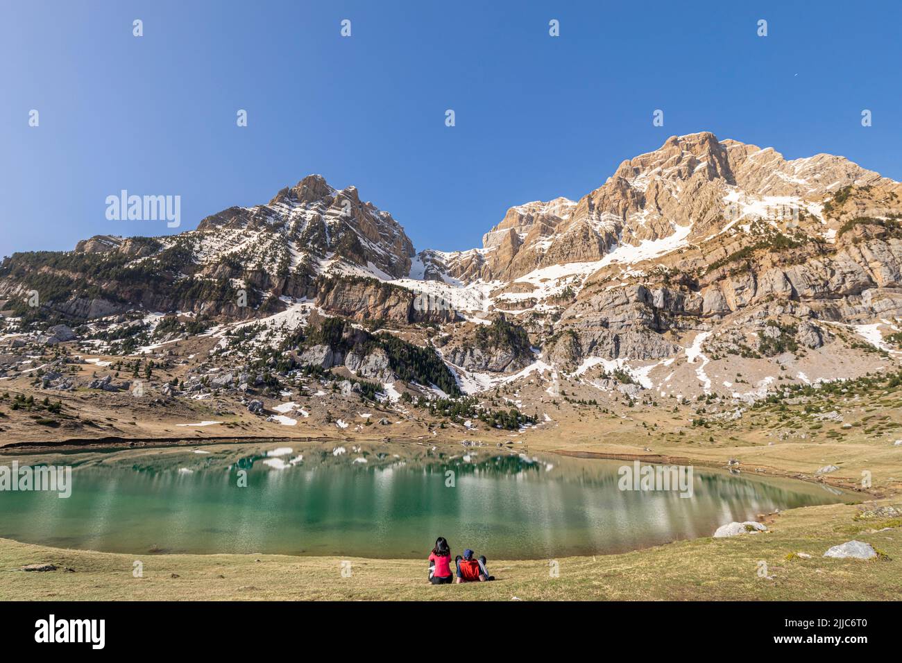 Ibón de Piedrafita - Piedrafita Mountain Lake, Piedrafita, Pyrenees, Huesca, Spain Stock Photo