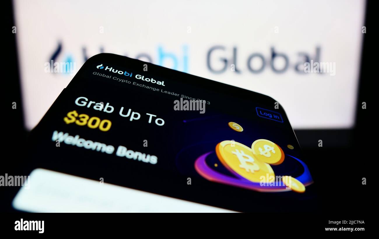 Huobi Global crypto exchange logo on a website with blurry stock market  developments in the background, seen on a computer screen Stock Photo -  Alamy