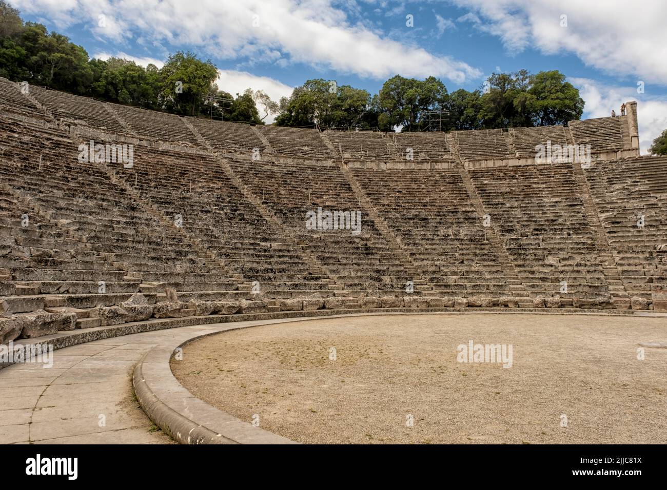 Ancient theater Epidaurus, Argolida, Peloponnese, Greece.  The Ancient Theatre of Epidaurus is a theatre in the Greek city of Epidaurus, built at the Stock Photo