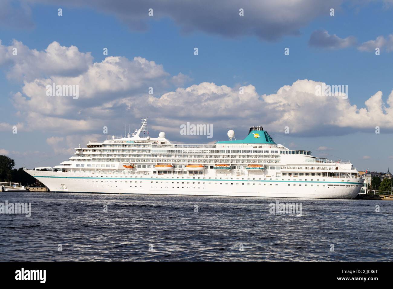 Baltic Cruise; Cruise ship MS Amera of the Phoenix Reisen cruise line moored in dock in Riga Harbour, Riga Latvia Stock Photo