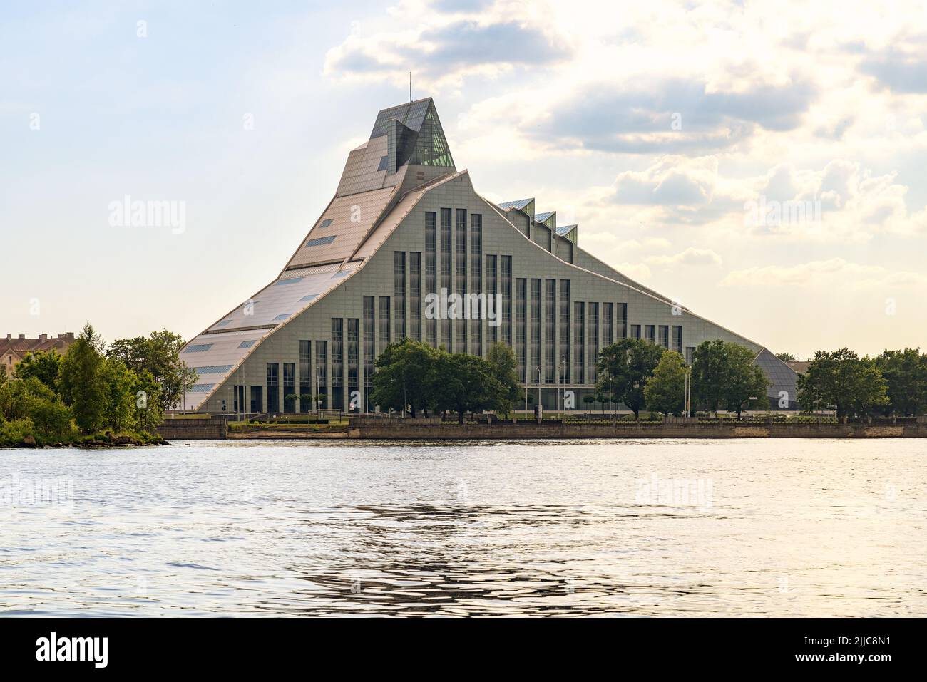 Main building of the National Library of Latvia, known as the Castle of Light, opened 2014, on the Daugava River, Riga Latvia Europe. Stock Photo