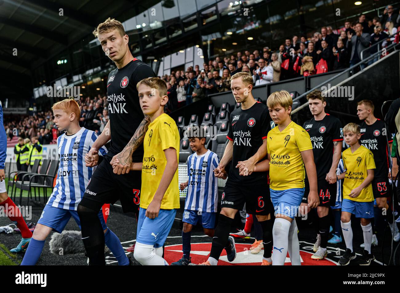 Herning, Denmark. 22nd, July 2022. Charles (35) of FC Midtjylland enters the pitch for the 3F Superliga match between FC Midtjylland and Silkeborg IF at MCH Arena in Herning. (Photo credit: Gonzales Photo - Morten Kjaer). Stock Photo