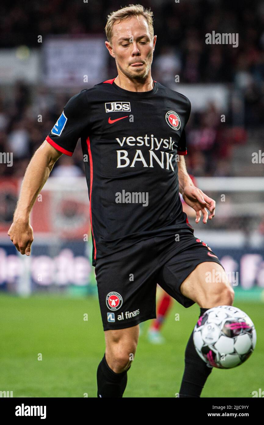 Herning, Denmark. 22nd, July 2022. Joel Andersson (6) of FC Midtjylland seen during the 3F Superliga match between FC Midtjylland and Silkeborg IF at MCH Arena in Herning. (Photo credit: Gonzales Photo - Morten Kjaer). Stock Photo