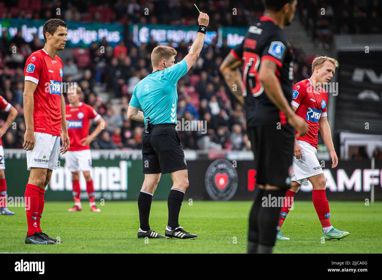 Herning, Denmark. 22nd, July 2022. Referee Jakob Sundberg seen during the 3F Superliga match between FC Midtjylland and Silkeborg IF at MCH Arena in Herning. (Photo credit: Gonzales Photo - Morten Kjaer). Stock Photo