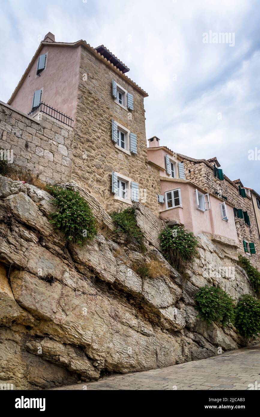 Beautiful old houses built on a rock, Split, Croatia Stock Photo