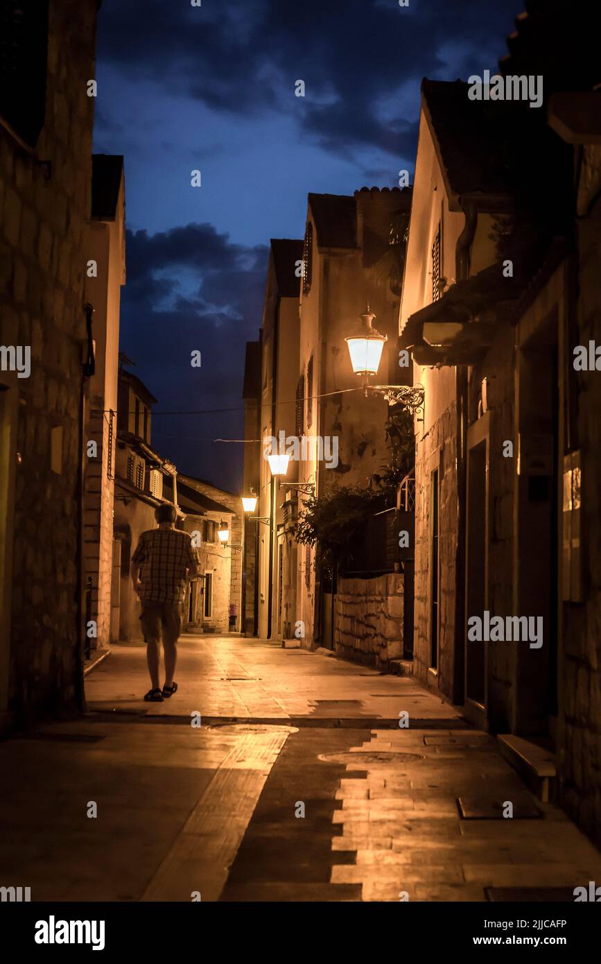 Street at night, Split, Croatia Stock Photo