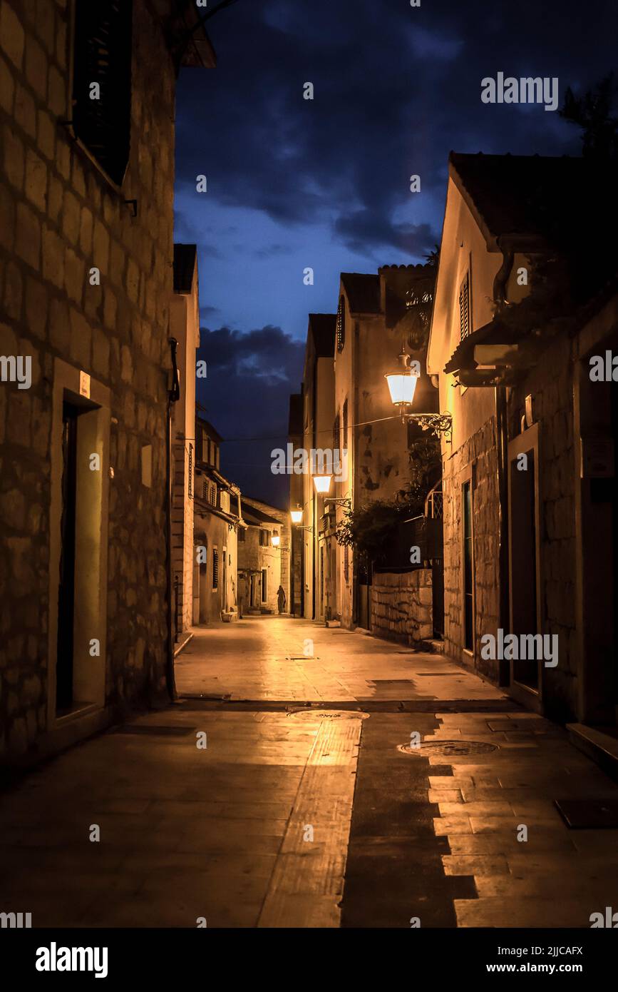 Street at night, Split, Croatia Stock Photo