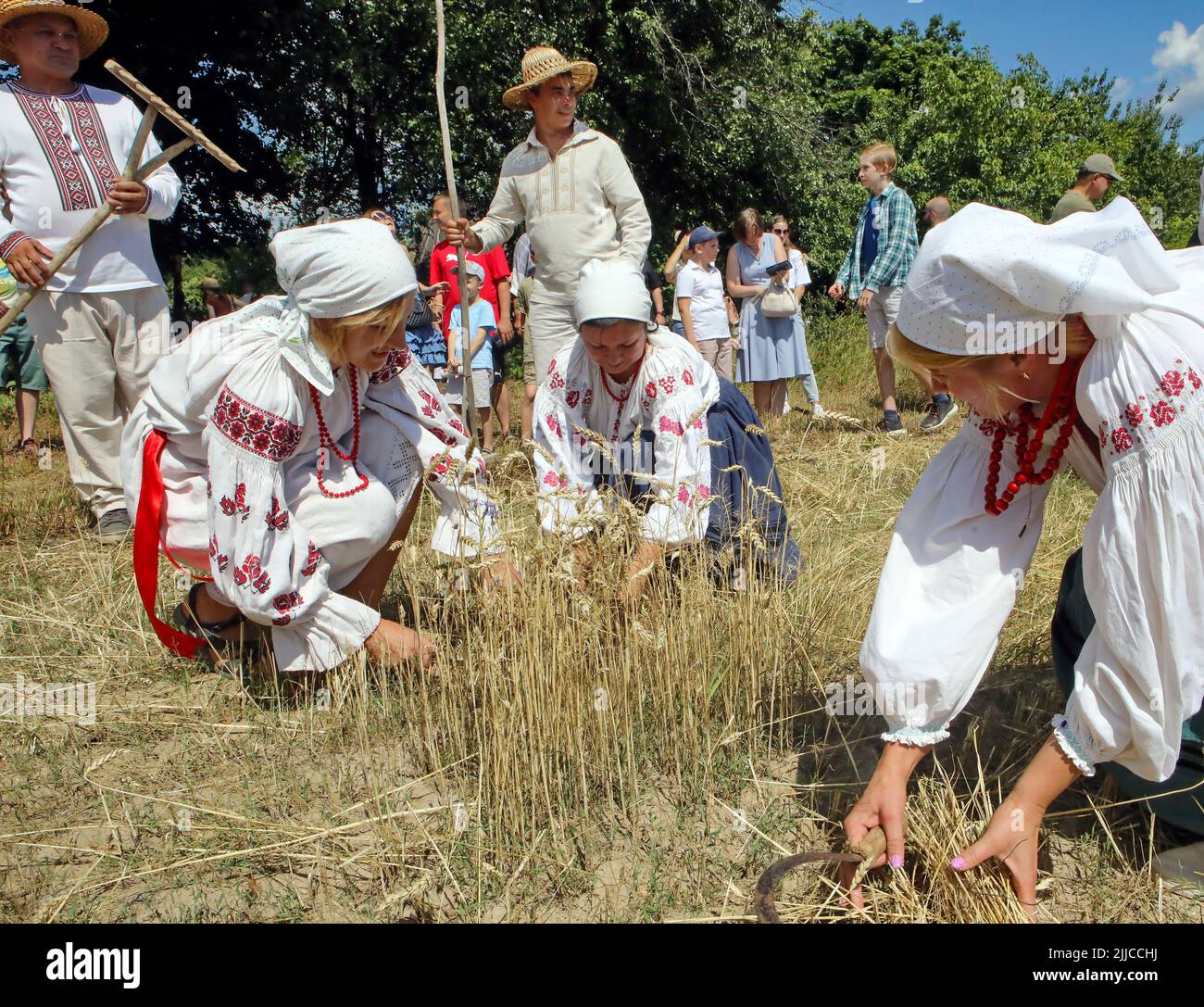 KYIV, UKRAINE JULY 23, 2022 People in traditional Ukrainian clothes