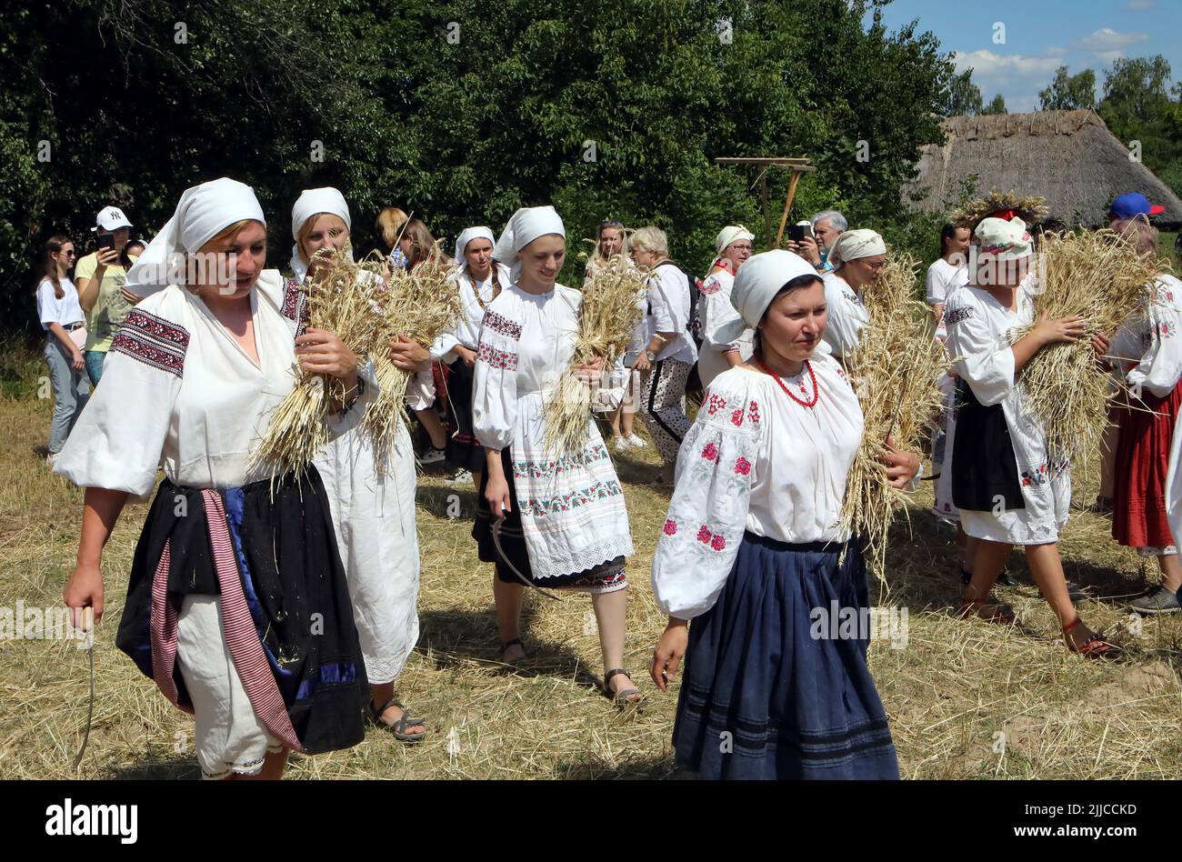 KYIV, UKRAINE JULY 23, 2022 People in traditional Ukrainian clothes