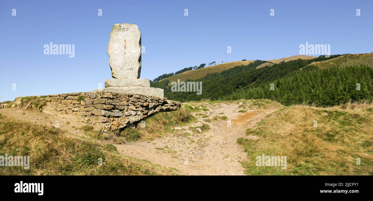 Monument to Roland's Last Stand at Roncevaux on the Ibaneta Pass, Northern Spain Stock Photo