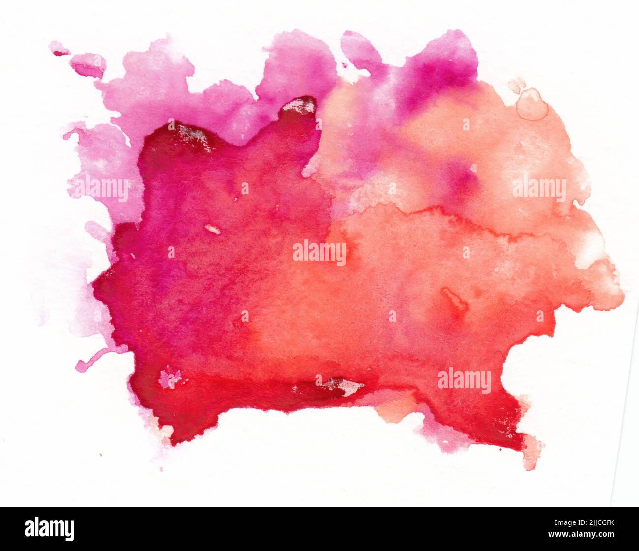 Abstract red blue watercolor splash texture isolated on white