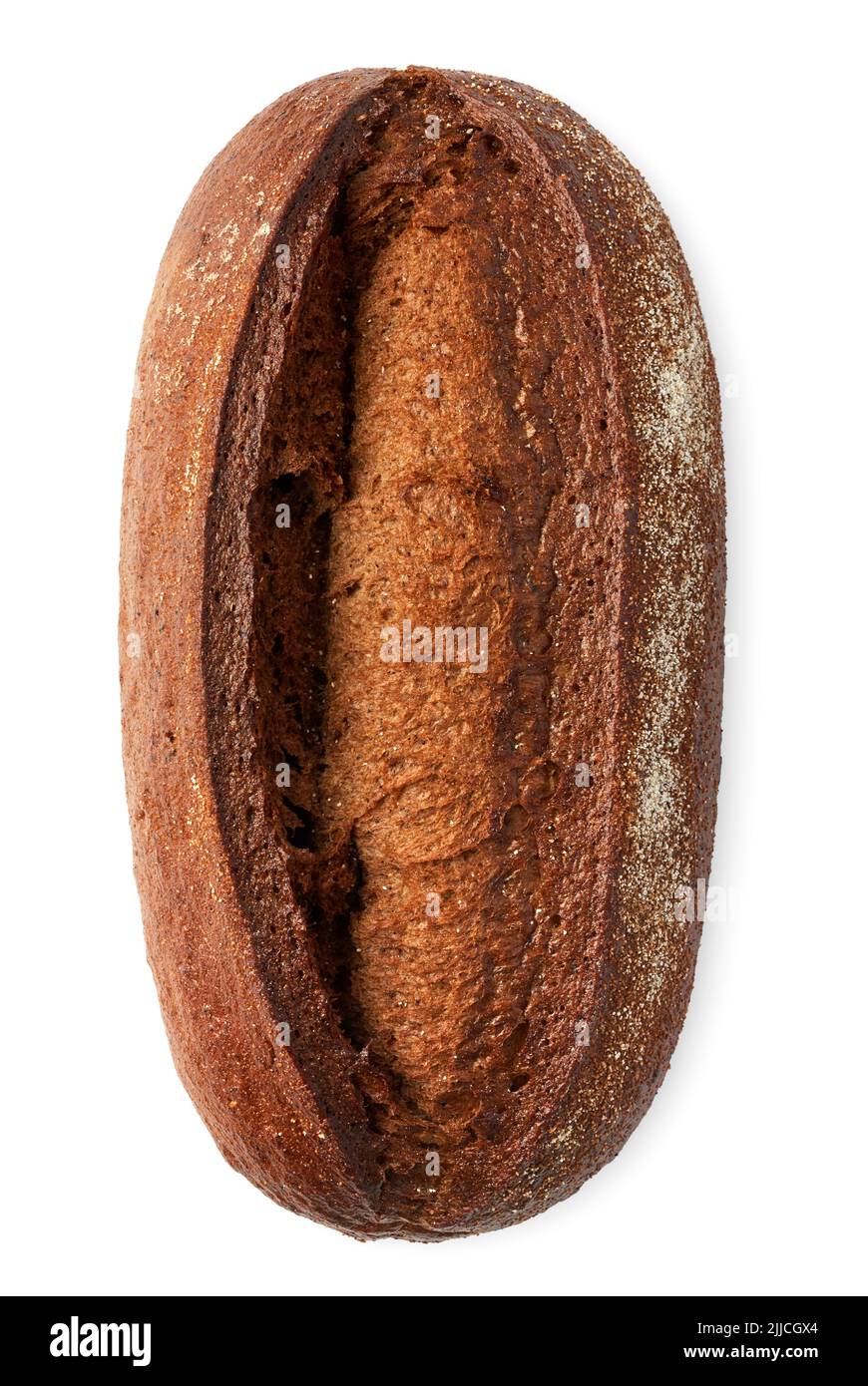 Traditional homemade dark rye bread, isolated on white background Stock Photo