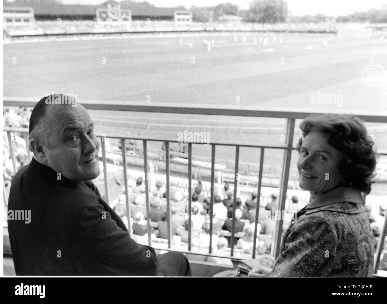 New Zealand Prime Minister Robert Muldoon is accompanied by accompanied by his wife Thea,cwatch the England versus Australia cricket  test match at Lord's Cricket Ground. London, on Thursday June 16, 1977.   Credit: Rob Taggart/Alamy Stock Photo