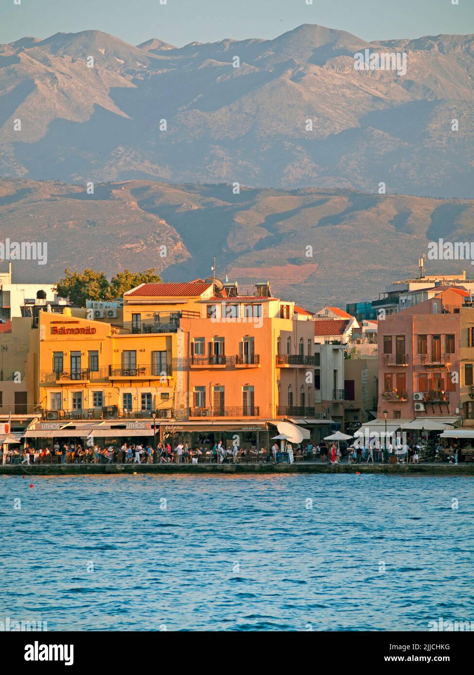 The Venetian harbour in the Cretan town of Chania Stock Photo