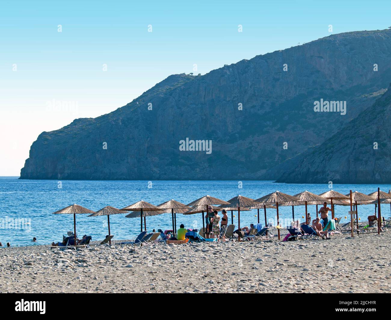 People on the beach at Sougia, in SW Crete Stock Photo