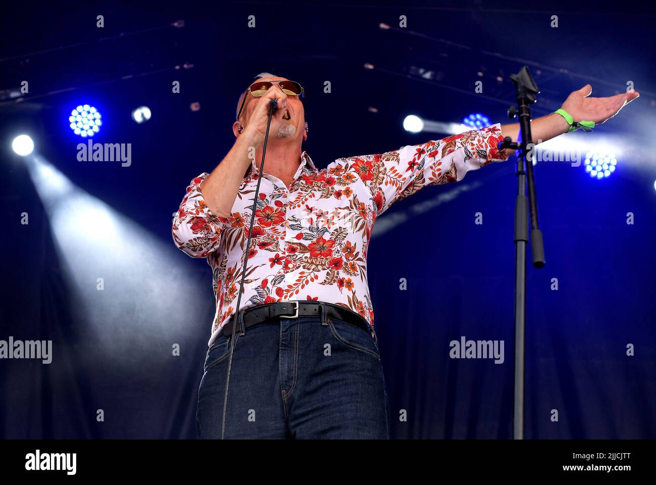 Performing live on stage the British group The South, 2022 music festival, UK Stock Photo