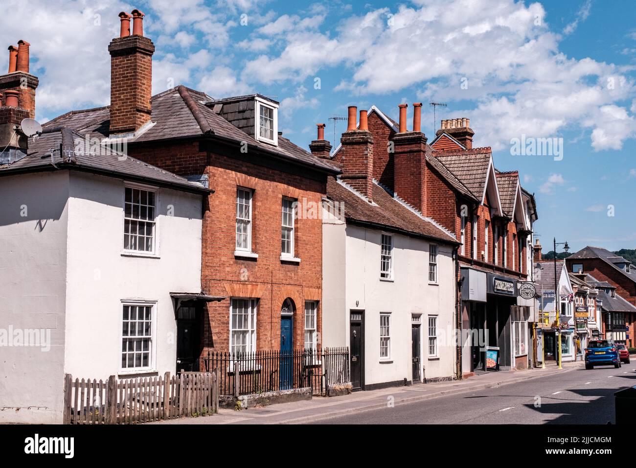 Dorking Surrey Hills London UK, July 24 2022, Row Of Traditional Town Centre Housing Dorking High Street Stock Photo