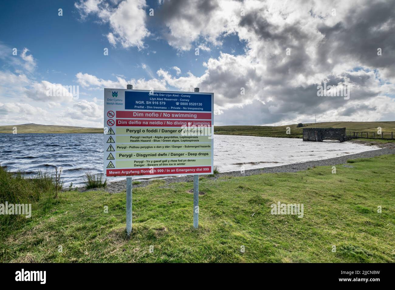 Llyn Aled reservoir on the Denbighshire moors in North Wales Stock Photo
