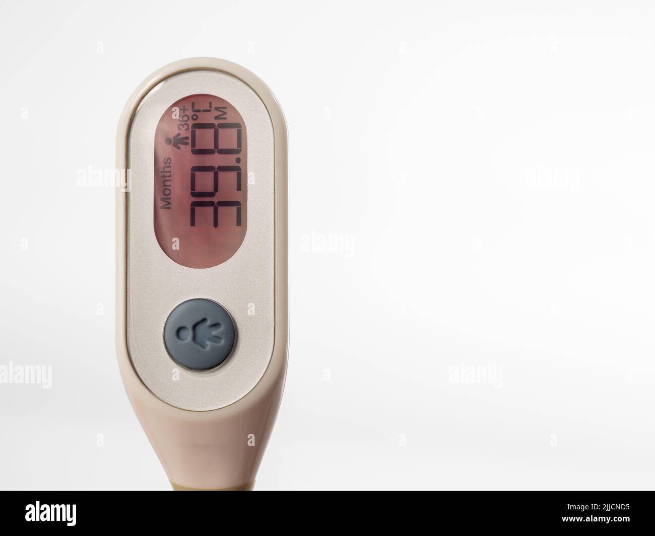 The thermometer for measuring body temperature shows a high temperature