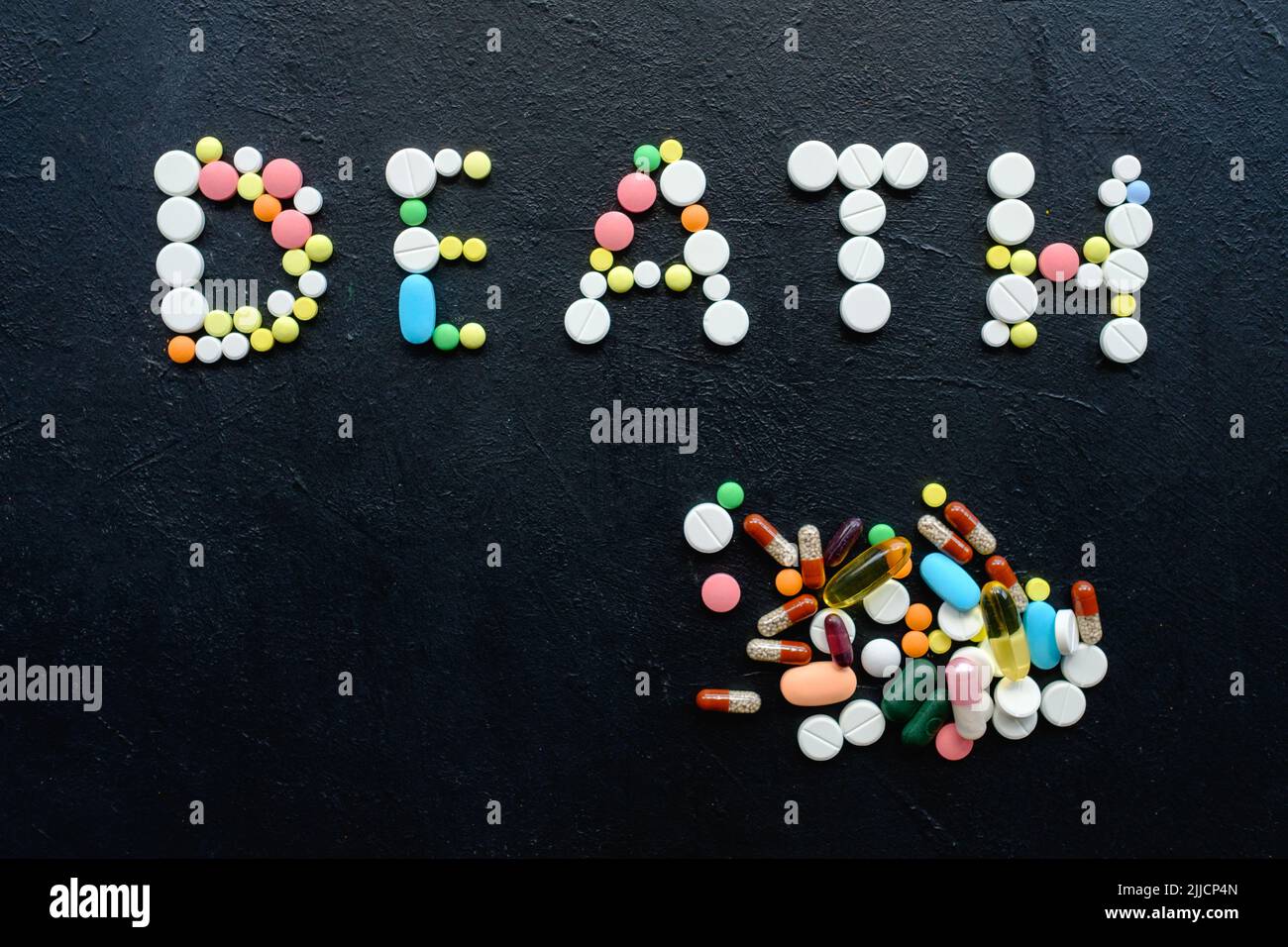 pills overdose death drug antidepressant addiction Stock Photo