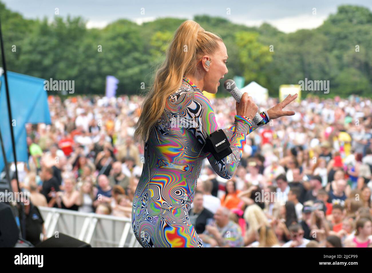 90s Singer Whigfeild performed live at Bents Park, South Tyneside Music Festival, North East, UK, July 2022 Stock Photo