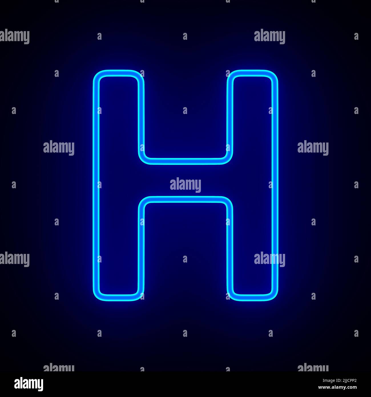 Character H on dark background. 3D illustration Stock Photo