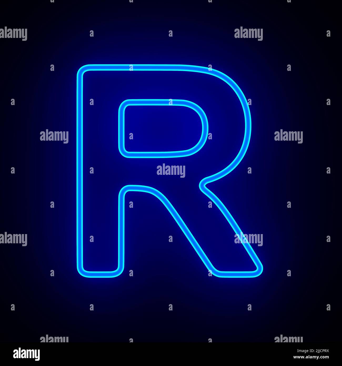 Character R on dark background. 3D illustration Stock Photo