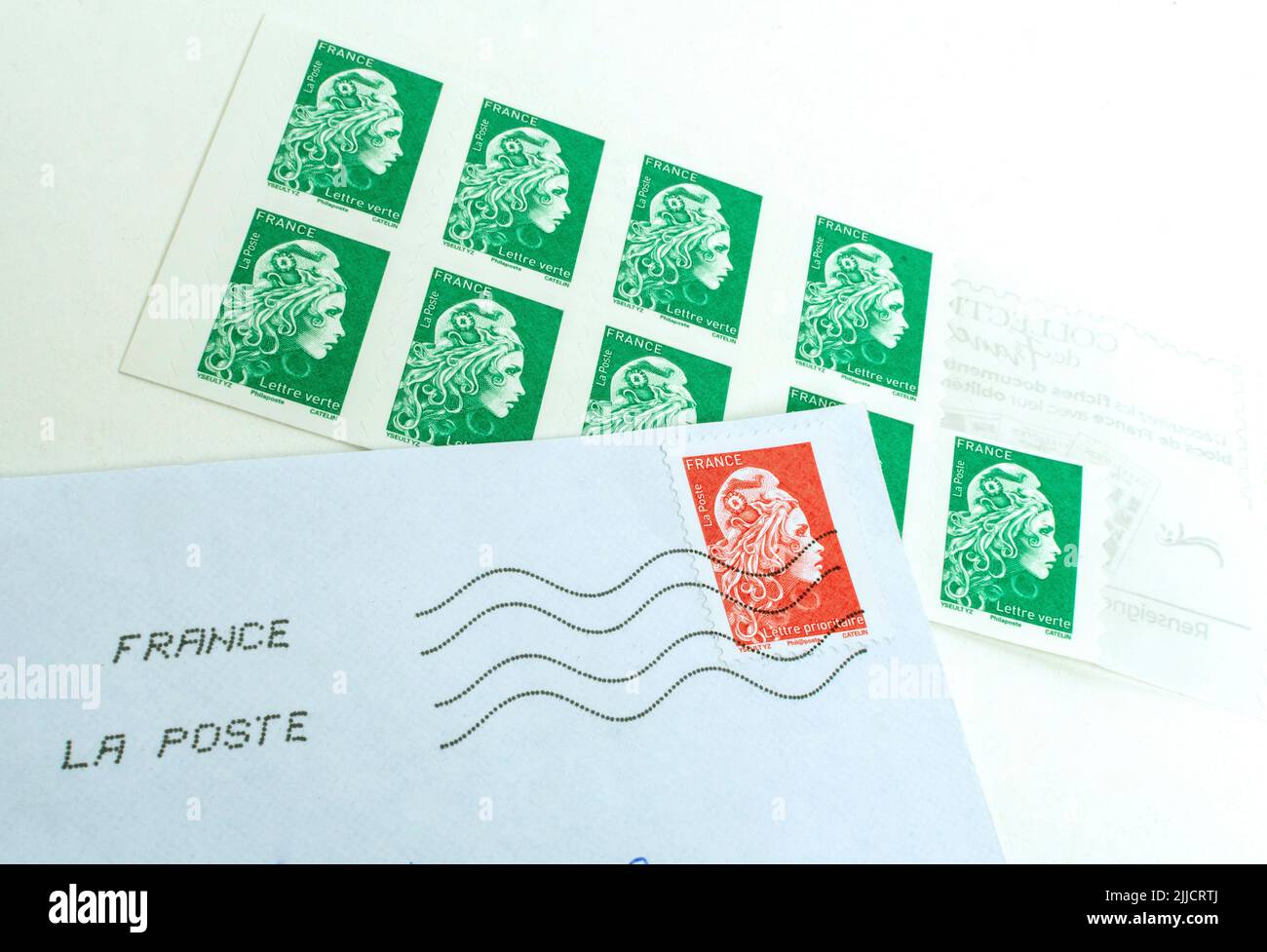 The red stamp of the French Post Office will disappear Stock Photo