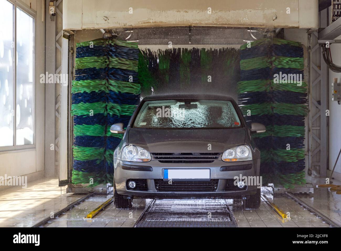 Drive Through Automatic Car Wash Machine Tunnel Stock Photo Alamy