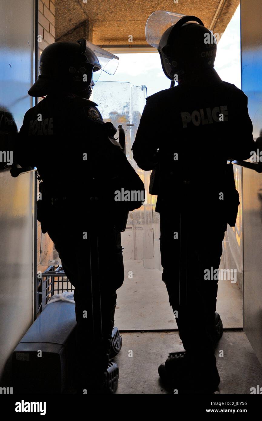 Western Australia Police (WAPOL) Riot Police in action Stock Photo
