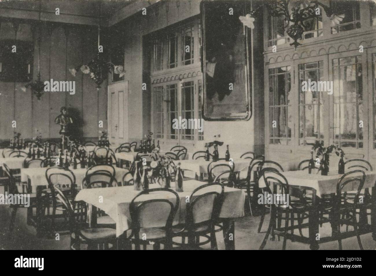 The building of the Catholic Bachelor's Association. The dining room and assembly hall of the Catholic Young Men's Club - postcards from the beginning of the 20th century. The Local History Collection of Csorba Gyz Könyvtár Library has been collecting photos and postcards related to Baranya County since January 1966. According to the data updated on 1st February 2016, the collection consists of 11,565 copies. As the result of the digitisation project that started in 2012, the Collection includes about 59,000 black-and-white and coloured records of different sizes and types, which are searchabl Stock Photo