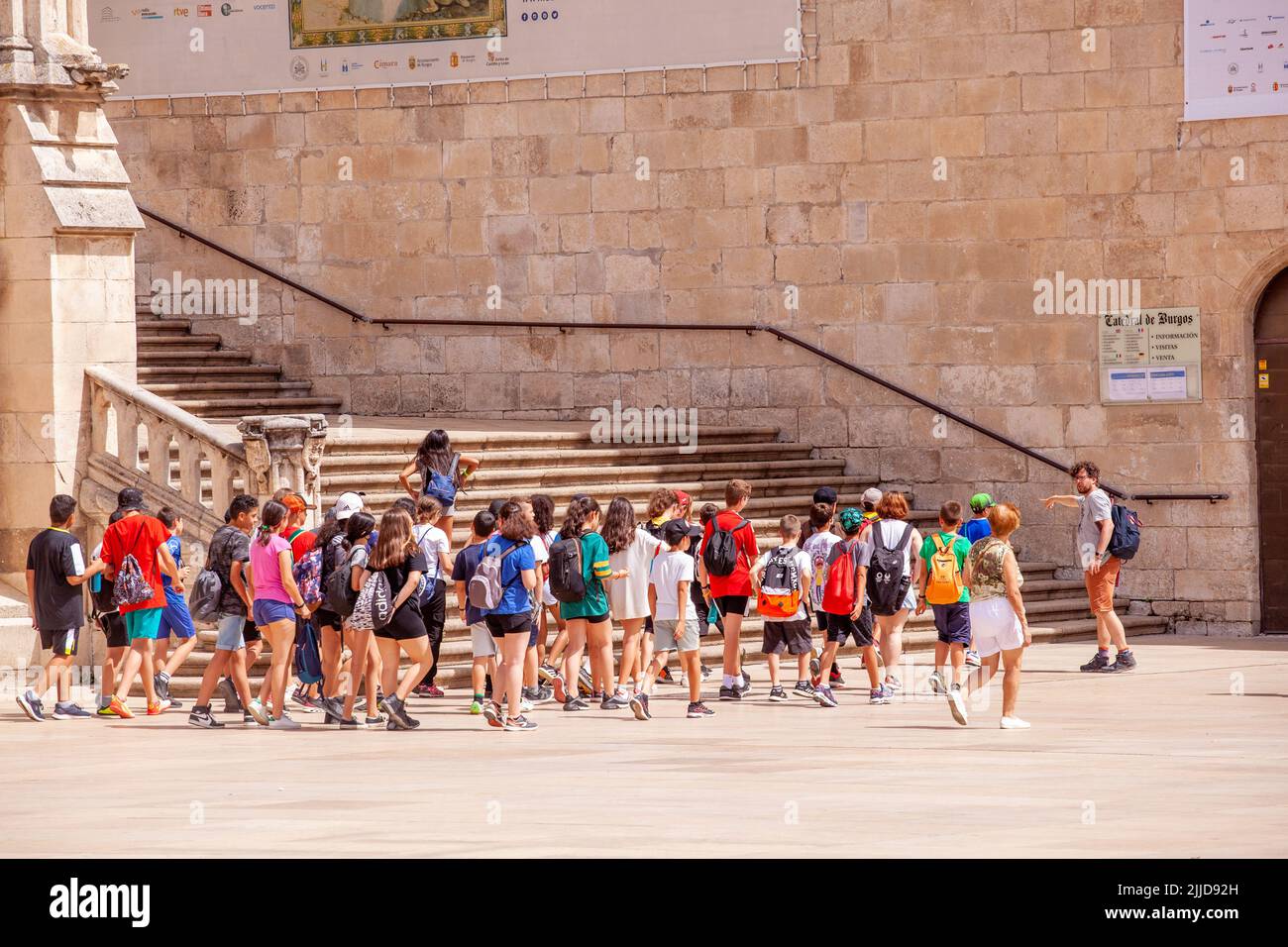 People queuing for entry to the Cathedral of Saint Mary the virgin in the Spanish city of Burgos Spain Stock Photo