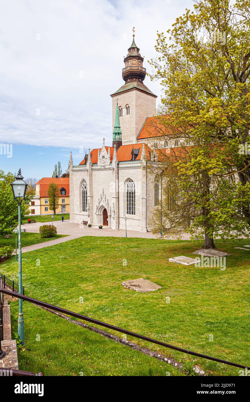 Visby Cathedral (Visby Sankta Maria Domkyrka) in the medieval town of Visby on the island of Gotland in the Baltic Sea off Sweden Stock Photo