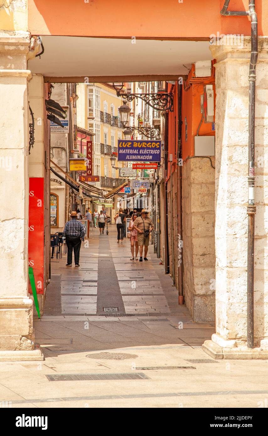 Side street off the plaza Maria in the Spanish city of Burgos Spain Stock Photo
