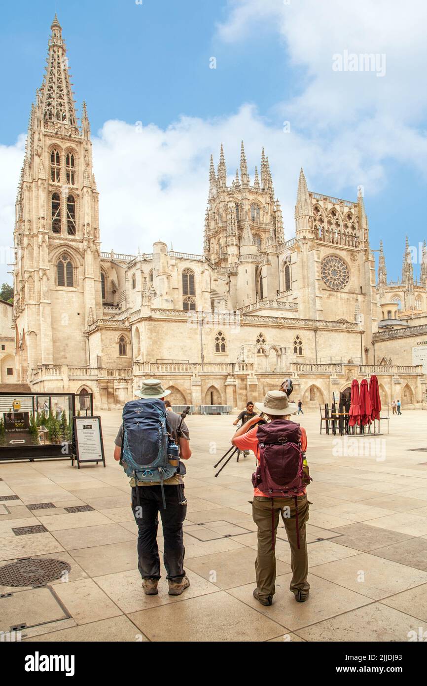 Pilgrims walking the camino de santiago the way of st james pilgrimage