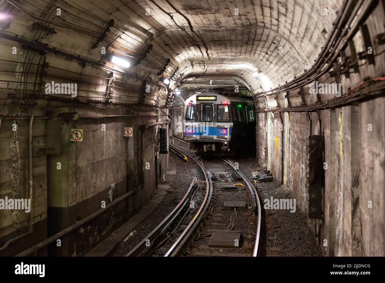 Blue Line Subway tunnel Boston Massachusetts Stock Photo