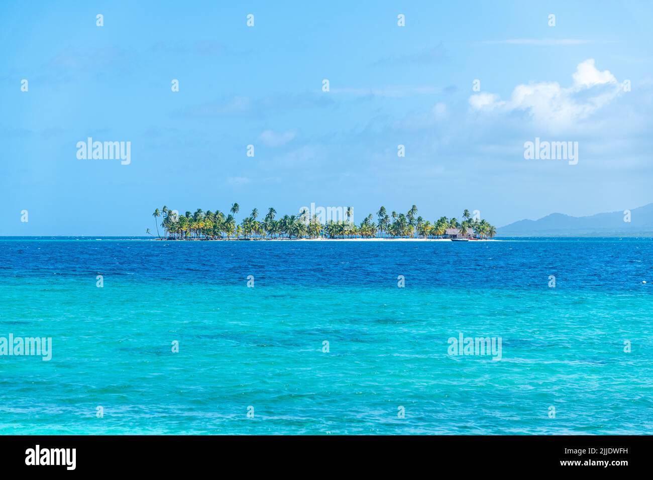 A view of an island in the San Blas Islands in Panama Stock Photo