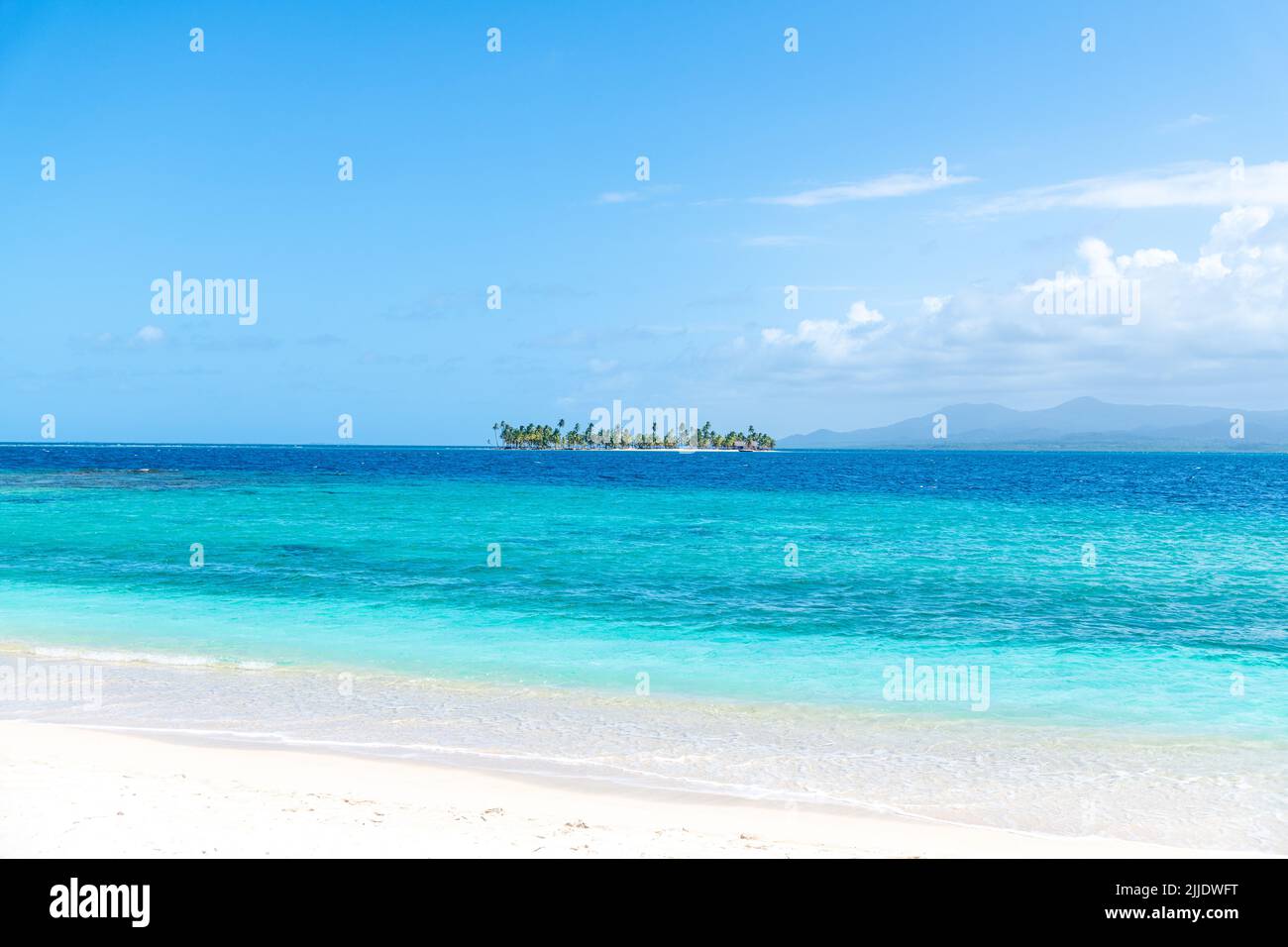 A view of an island in the San Blas Islands in Panama Stock Photo