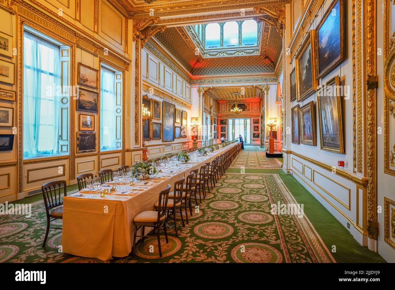 The dining room of Lancaster House in Mayfair, London, which was used in the filming of The Crown. Photo date: Thursday, March 31, 2022. Photo: Richar Stock Photo