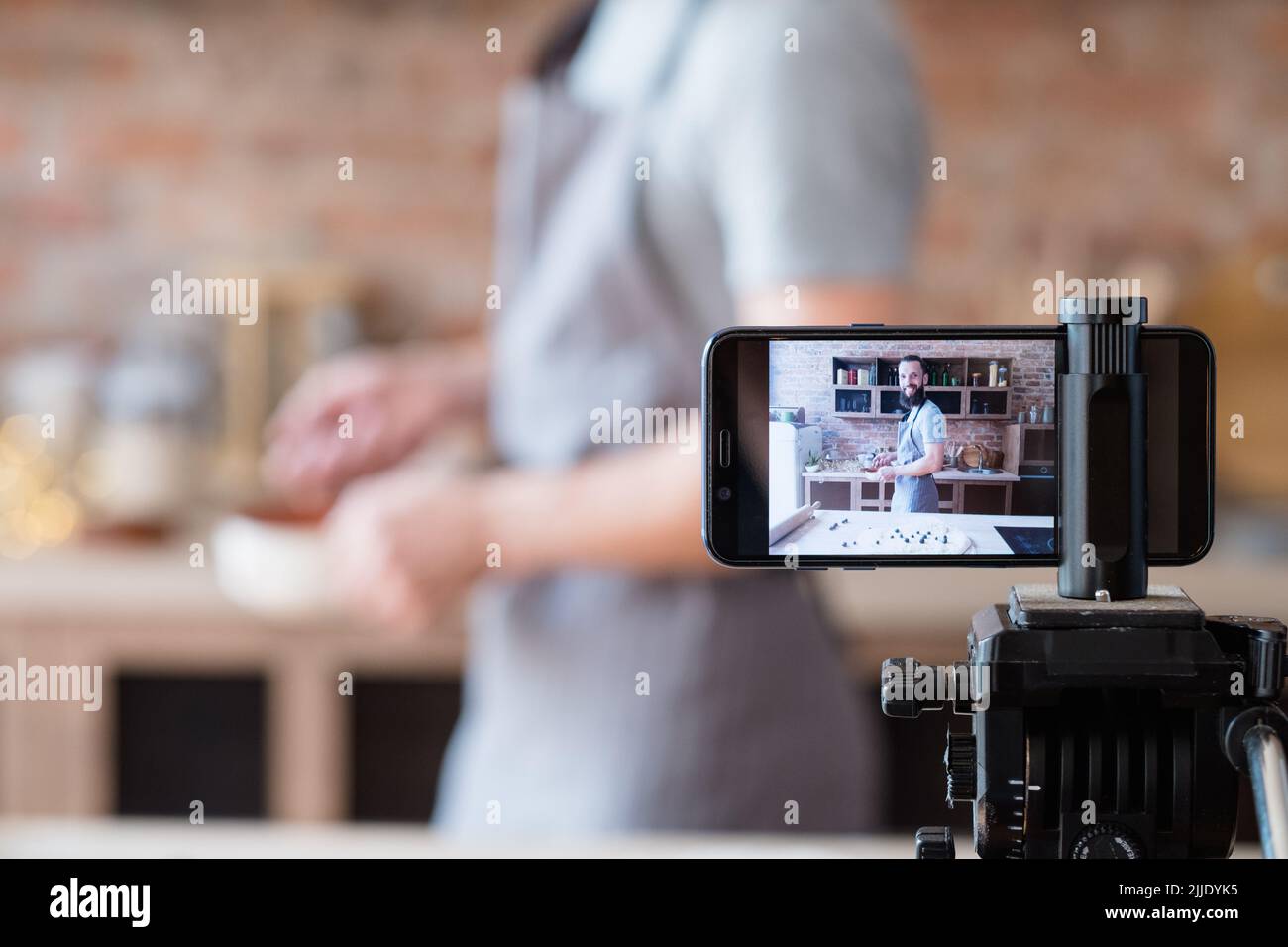 online culinary show phone camera video stream Stock Photo