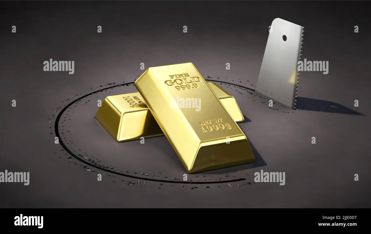 Gold bars are stolen Stock Photo