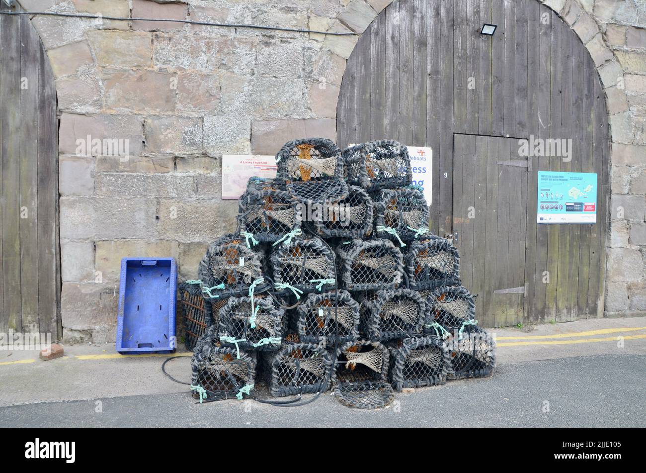crab net cages at seahorses northumberland england great britain 2022 Stock Photo