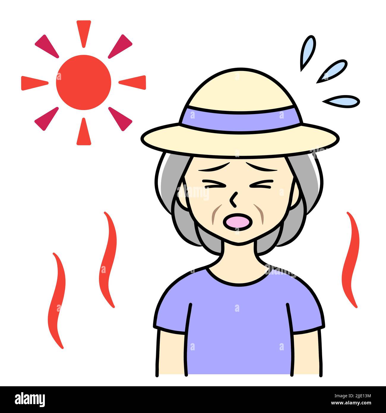 An elderly woman suffering from summer heat Stock Photo - Alamy