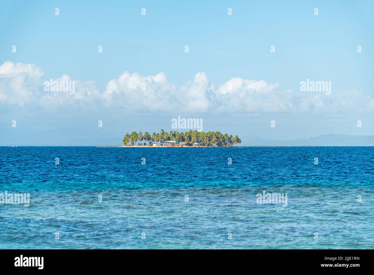 A view of an island in the San Blas Islands in Panama Stock Photo