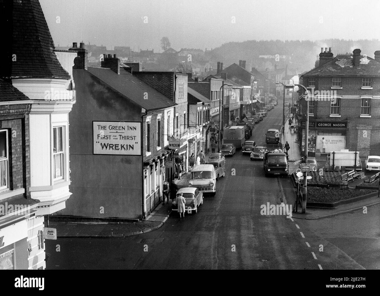 Britain provincial town High Street in the 1960s PICTURE BY DAVID BAGNALL Stock Photo